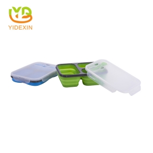 Factory Direct Folded Silicone Lunch Box with Spoon